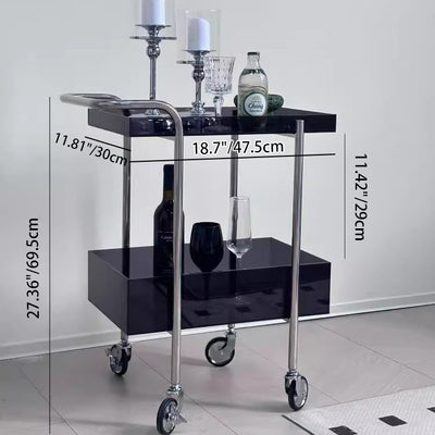 モダンミニマリストアクリルメタル長方形サイドテーブル2段、リビングルームとベッドルーム用 