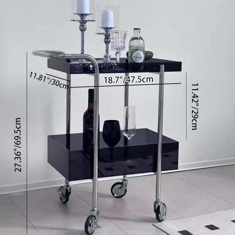 モダンミニマリストアクリルメタル長方形サイドテーブル2段、リビングルームとベッドルーム用 