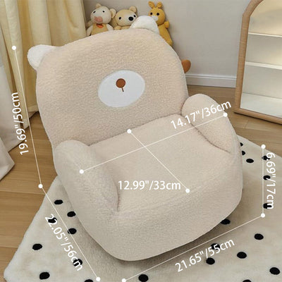 Silla sofá con forma de animal de lana de cordero contemporánea y madera para dormitorio infantil y sala de estar 