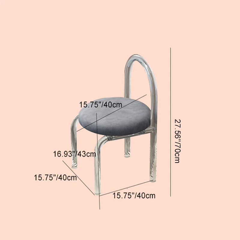 Moderner minimalistischer runder Schminkhocker aus Samt und Acryl mit Rückenlehne für das Schlafzimmer 