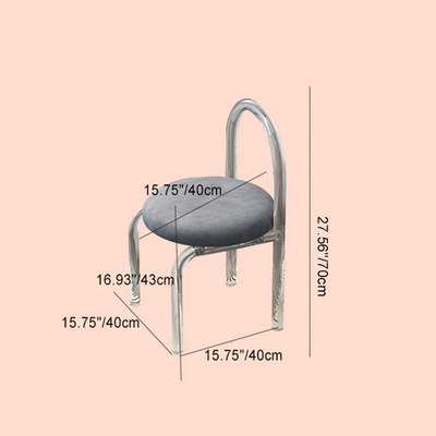 Tabouret de coiffeuse rond en tissu acrylique minimaliste moderne avec dossier pour chambre 