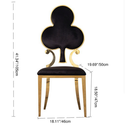 Chaise de salle à manger en titane avec dossier en velours carré prune de cœur de pique créatif contemporain pour salon 