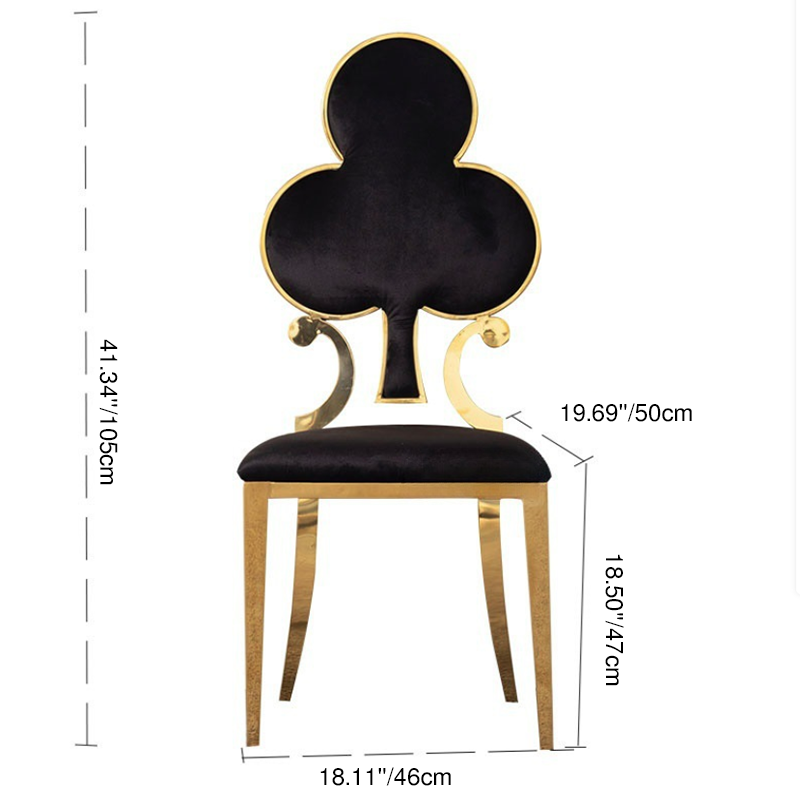 Chaise de salle à manger en titane avec dossier en velours carré prune de cœur de pique créatif contemporain pour salon 