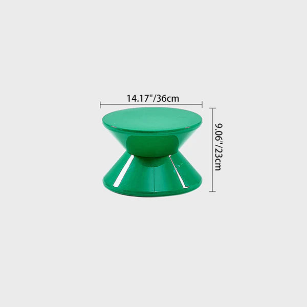 Mesa auxiliar redonda moderna minimalista con forma de reloj de arena de PP de 1 nivel para sala de estar y dormitorio 
