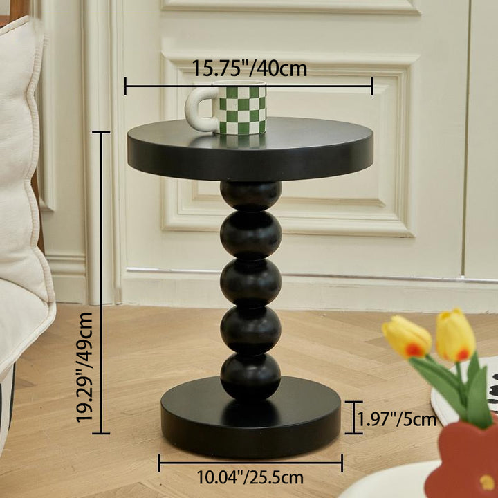 Table basse ronde vintage traditionnelle en bois perlé pour salon 