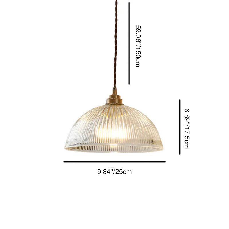 Textured Glass 1-Light Single Dome Pendant Light