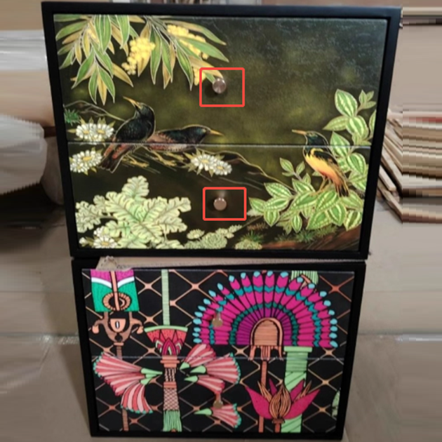 伝統的なフレンチソリッドウッドの丸みを帯びた四角いボールナイトスタンド、寝室用の2つの引き出し付き 