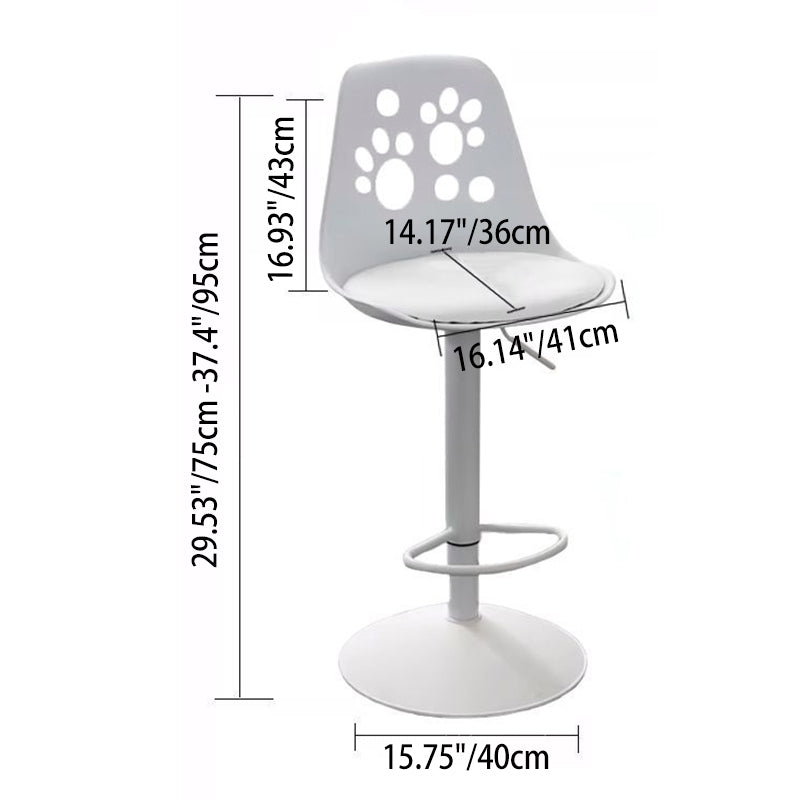 現代的なスカンジナビアンカーブPUレザープラスチック高さ調節可能スイベルバースツールキャットパウバックフットレストダイニングルーム用 