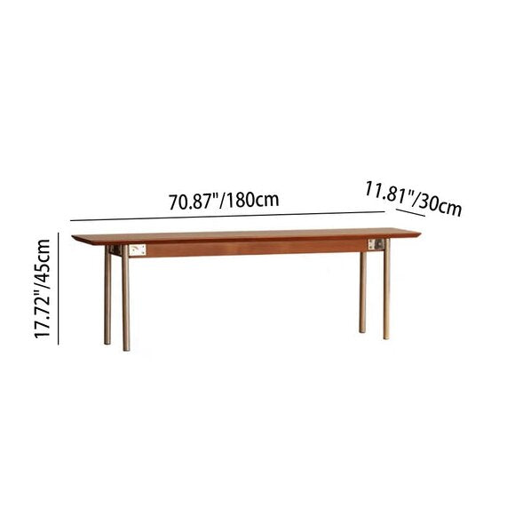 Moderne minimalistische Bank aus Kiefernholz und Edelstahl ohne Rückenlehne für das Esszimmer 