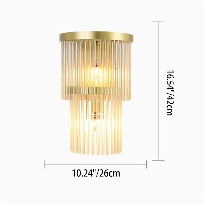Lámpara de pared moderna de 2 luces con flecos de vidrio 