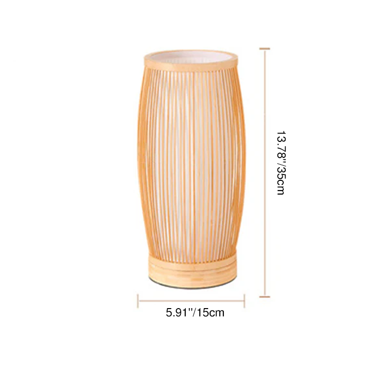 Traditionelle japanische Zylinder-Bambus-Holz 1-Licht Tischlampe für das Schlafzimmer 