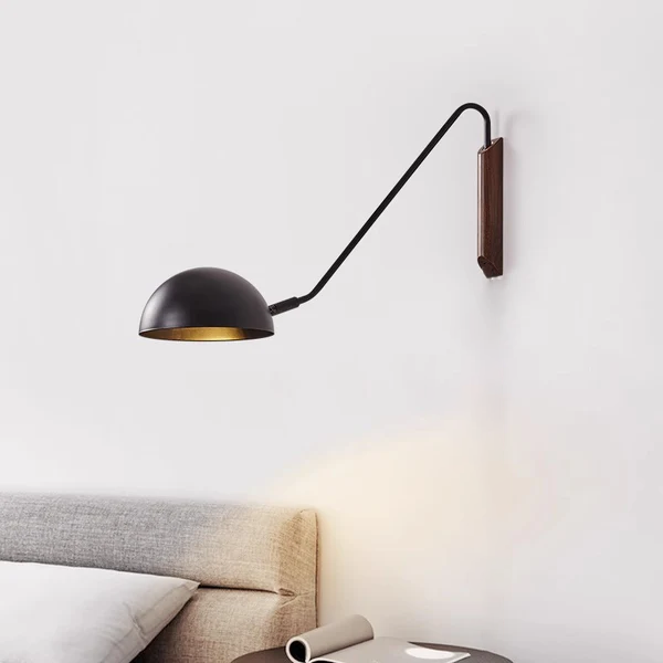 Lámpara de pared de 1 luz de hierro del hemisferio industrial contemporáneo para dormitorio 