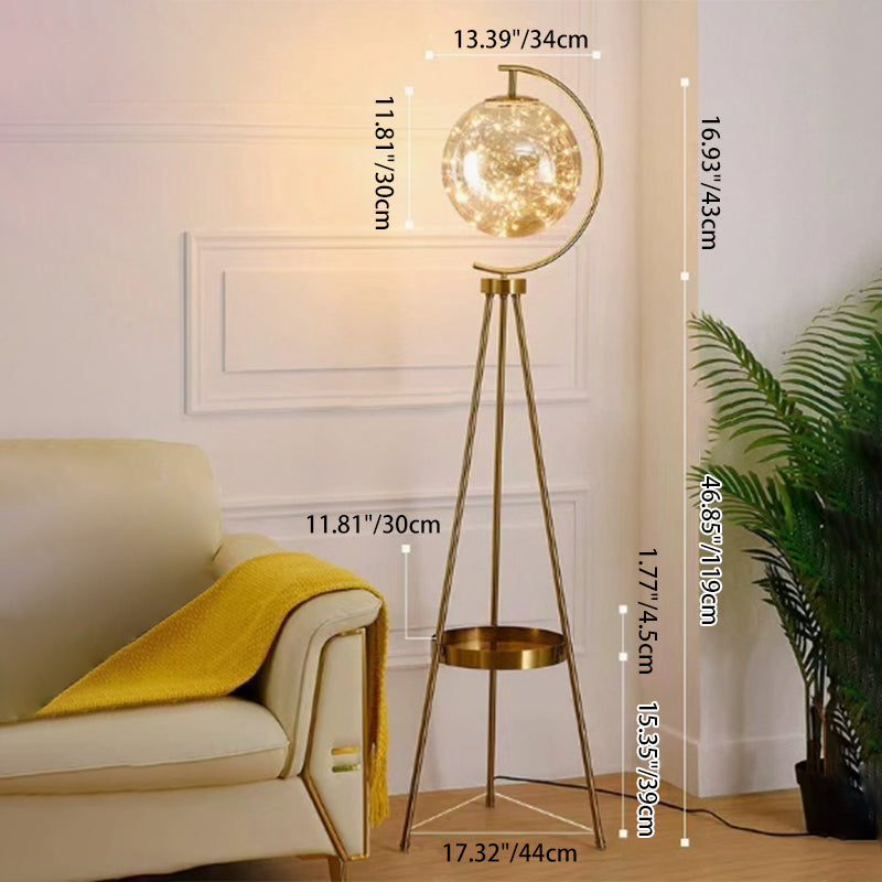 Zeitgenössische kreative kugelförmige Glas-Metall-LED-Stehlampe für das Wohnzimmer 