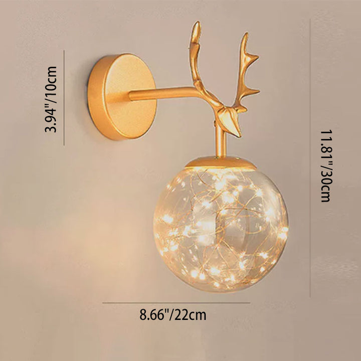 Moderne Geweih-Glaskugel-LED-Wandleuchten 