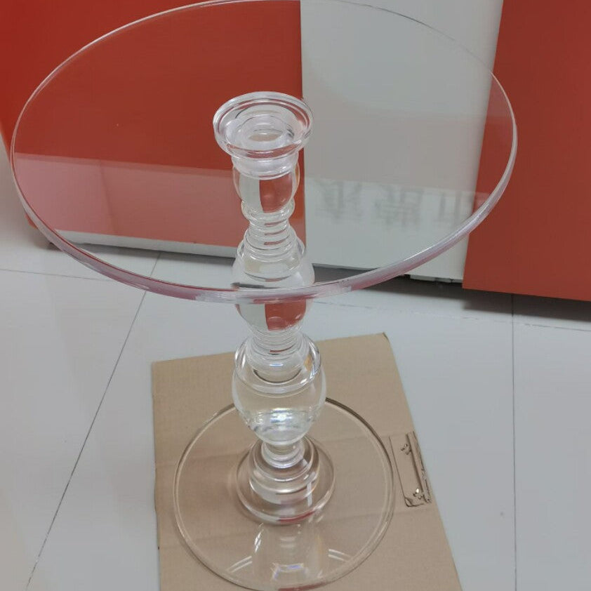 Modern Minimalist Round Tabletop Acrylic Coffee Table 1-Leg For Living Room