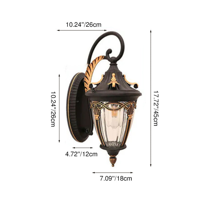 Farol de arce europeo para exteriores, lámpara de pared impermeable de 1 luz 