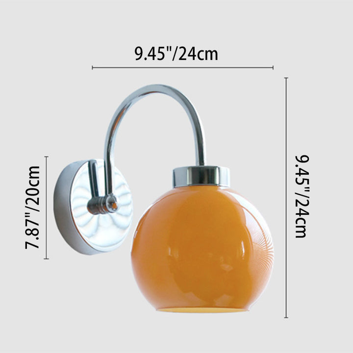 Vintage Gelbes Glas Kugelschirm 1-Licht Wandleuchte Lampe 