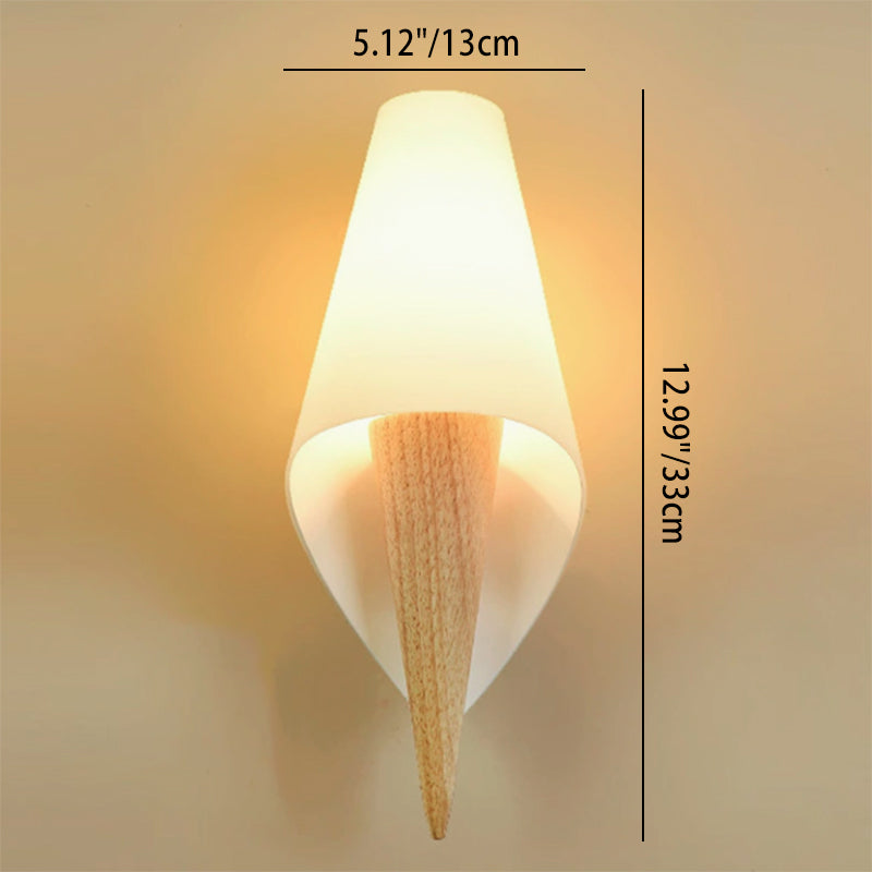 Applique murale 1 lumière avec abat-jour en verre blanc évasé nordique 