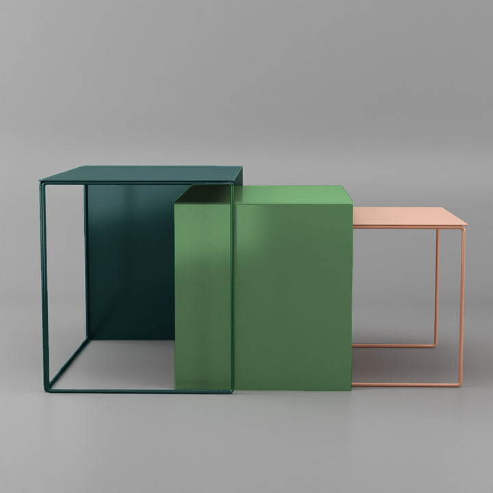 Moderner minimalistischer quadratischer Eisen-Beistelltisch zum Ineinanderstellen für das Wohnzimmer 