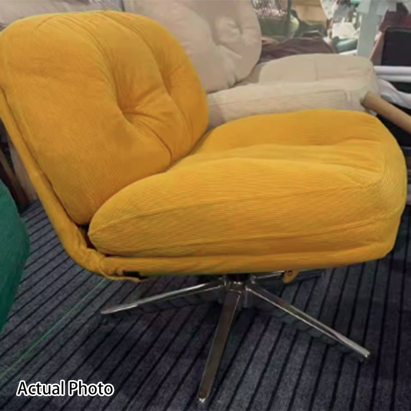 Modern Minimalist Rectangular Corduroy Steel Accent Chair Backrest Armless For Living Room
