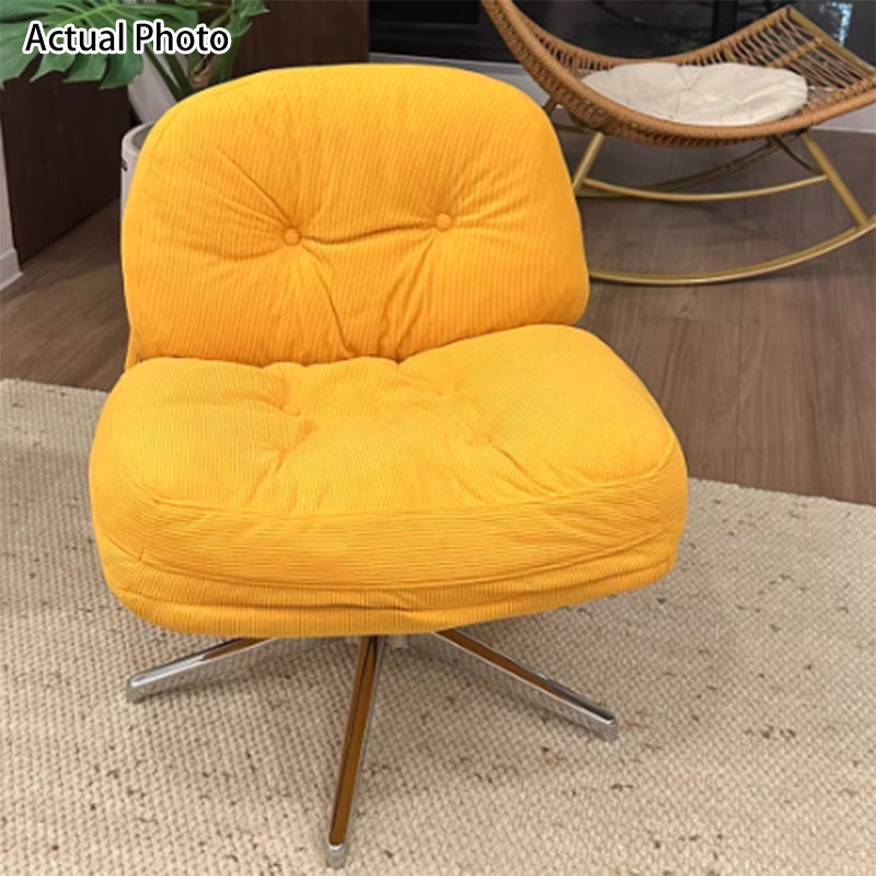 Modern Minimalist Rectangular Corduroy Steel Accent Chair Backrest Armless For Living Room