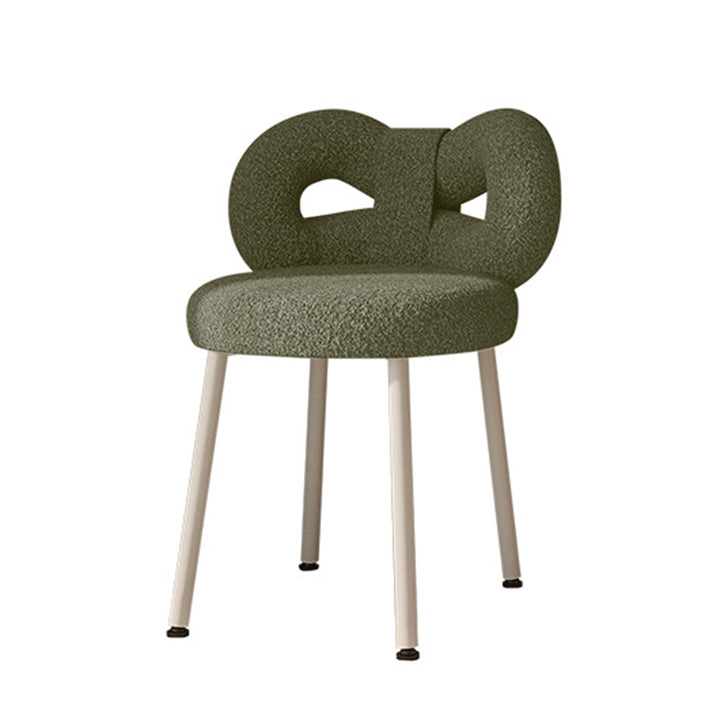 Tabouret de coiffeuse en fer sans dossier avec nœud créatif en laine d&