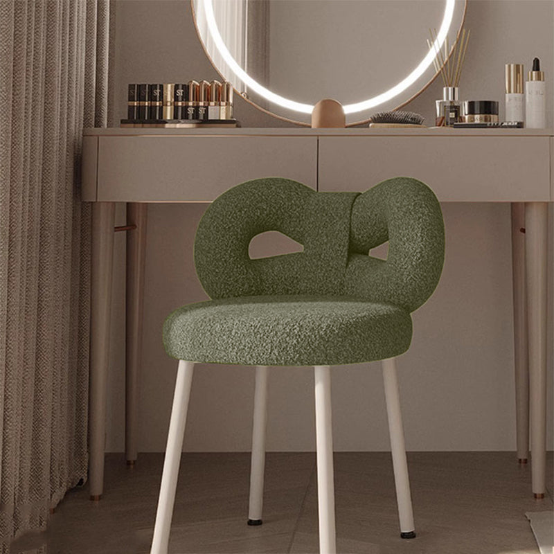 Tabouret de coiffeuse en fer sans dossier avec nœud créatif en laine d&