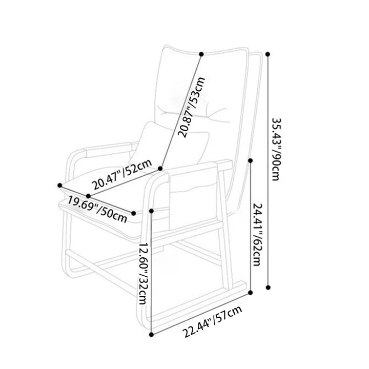 Sillón decorativo contemporáneo escandinavo rectangular/cuadrado con bolsa de almacenamiento, metal, tejido sintético impermeable, respaldo ajustable, reposabrazos y respaldo para sala de estar 