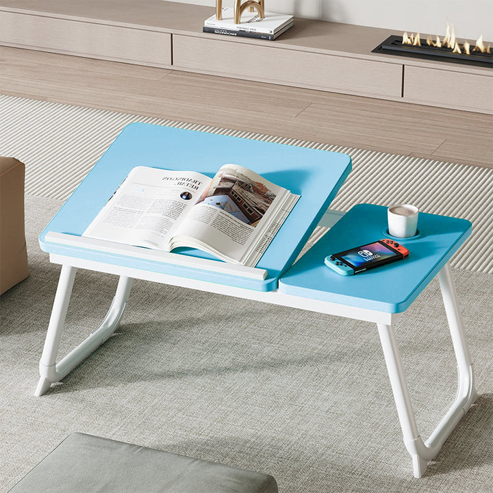 Contemporary Nordic Carbon Steel MDF Rectangular Desks Foldable Angle Adjustable 2-Tray Saucer For Study