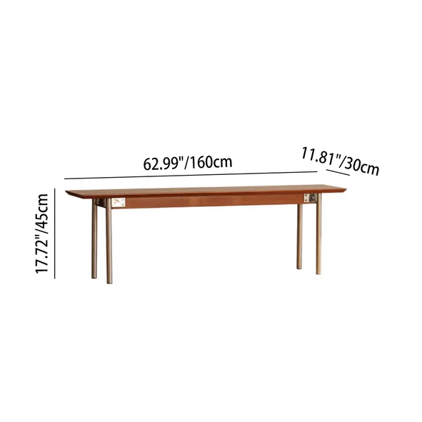 Moderne minimalistische Bank aus Kiefernholz und Edelstahl ohne Rückenlehne für das Esszimmer 