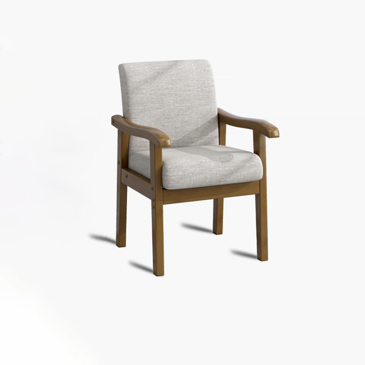 Modern Minimalist Square Rectangular Rubberwood Cotton-linen Desk Chair Backrest Armrest For Home Office