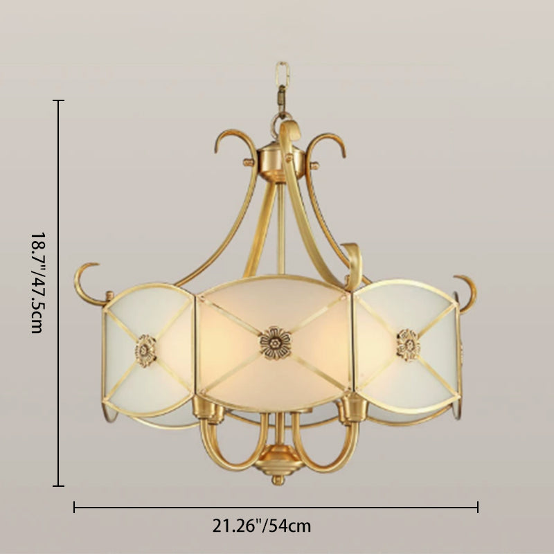 Lustre en verre cuivre rétro contemporain 4 lumières pour salon 