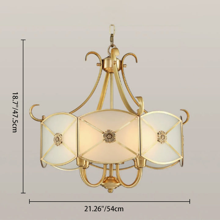 Lustre en verre cuivre rétro contemporain 4 lumières pour salon 