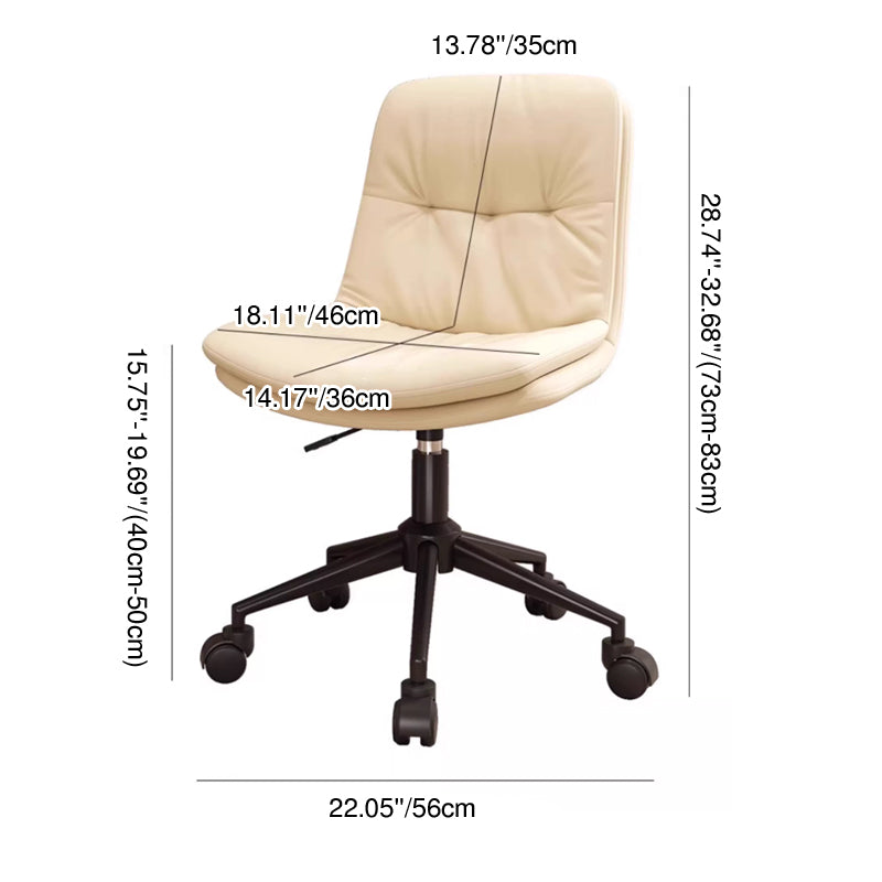 Modern Minimalist Faux Nappa Leather Sponge Steel Base Square Desk Chair Adjustable Backrest Armless Swivel For Home Office
