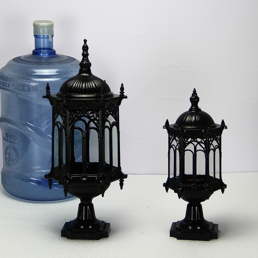 Luminaire de jardin traditionnel européen étanche à colonne en aluminium avec verre 1 lumière pour poteau 