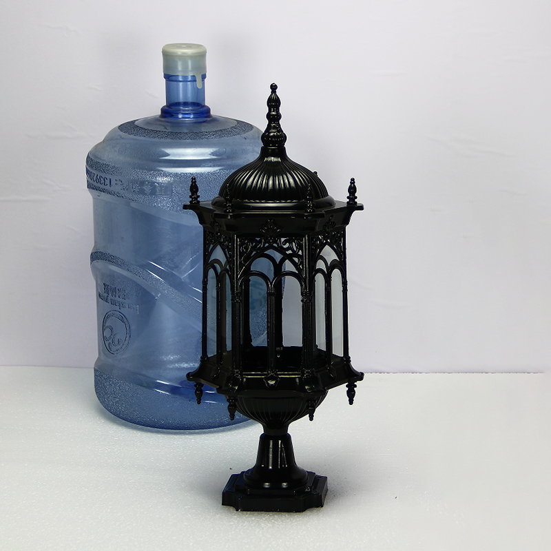 Luminaire de jardin traditionnel européen étanche à colonne en aluminium avec verre 1 lumière pour poteau 