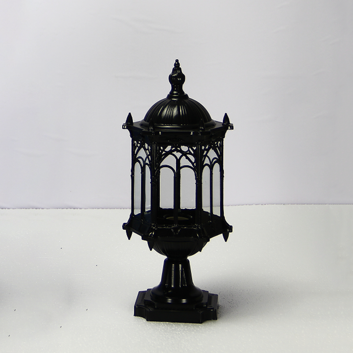 Luminaire de jardin traditionnel européen étanche à colonne en aluminium avec verre 1 lumière pour poteau 