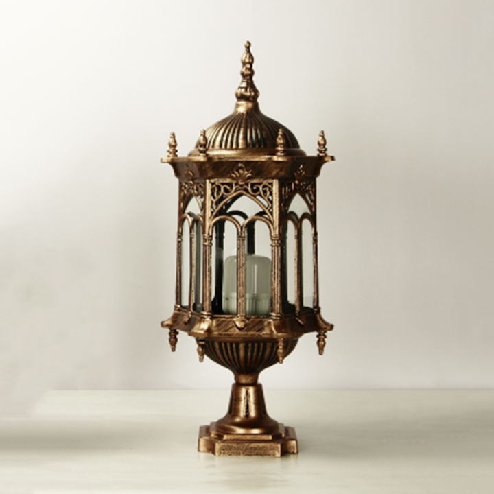 Luminaire de jardin traditionnel européen étanche à colonne en aluminium avec verre 1 lumière pour poteau 