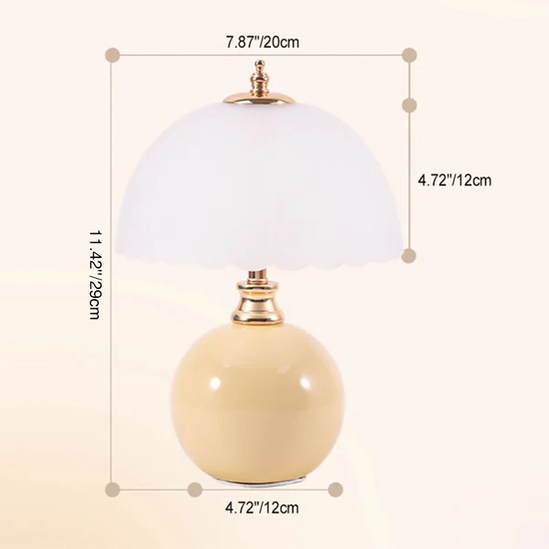 Lampe de table 1 lumière contemporaine nordique en céramique de fer et verre avec base en forme de globe de fleur demi-dôme pour chambre 