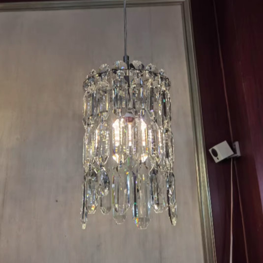 Moderne Art Deco Zylinder Hardware Kristall 1-Licht Pendelleuchte für Wohnzimmer 