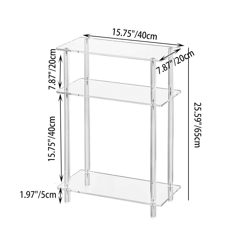 Modern Minimalist Acrylic Oval Rectangular Side Table With 2/3-Tier Storage For Living Room