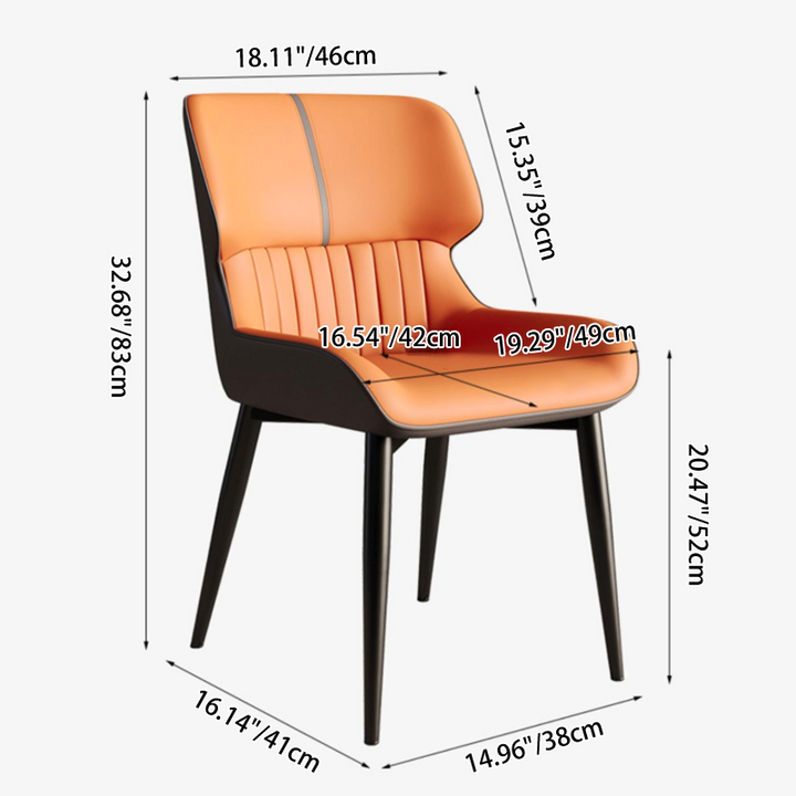 Contemporary Scandinavian Curved Rectangular Synthetic Fabric PU Leather Carbon Steel Dining Chair Backrest Armless For Dining Room