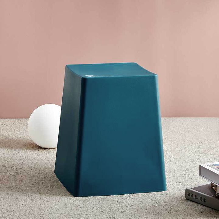 Taburete Apilable Sin Respaldo con Botón de Teclado Trapezoidal Creativo Contemporáneo PP Para Comedor 