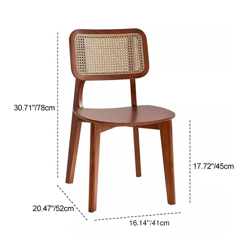 Zeitgenössischer nordischer Esszimmerstuhl aus massivem Holz und Rattan mit Rückenlehne für Esszimmer 
