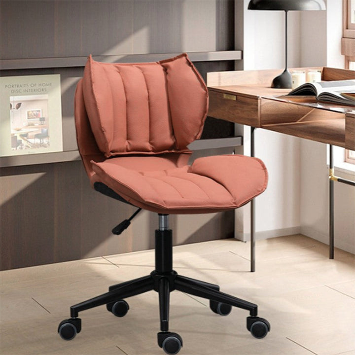 Modern Minimalist Square Rectangular Metal Cat-Scratch Leather Swivel Height-adjustable Desk Chair Backrest Armless for Home Office