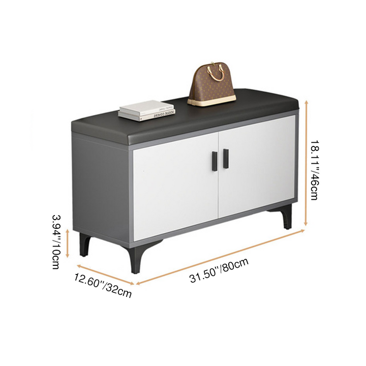 Banco para zapatos moderno minimalista rectangular de MDF con cuero sintético de 3 niveles para la entrada 