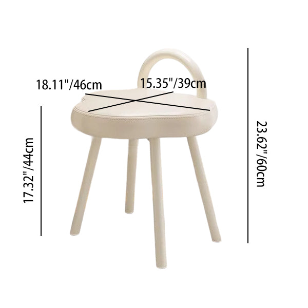 Taburete de tocador moderno minimalista color crema tipo nube de hierro y piel sintética napa, sin brazos y con respaldo, para dormitorio 