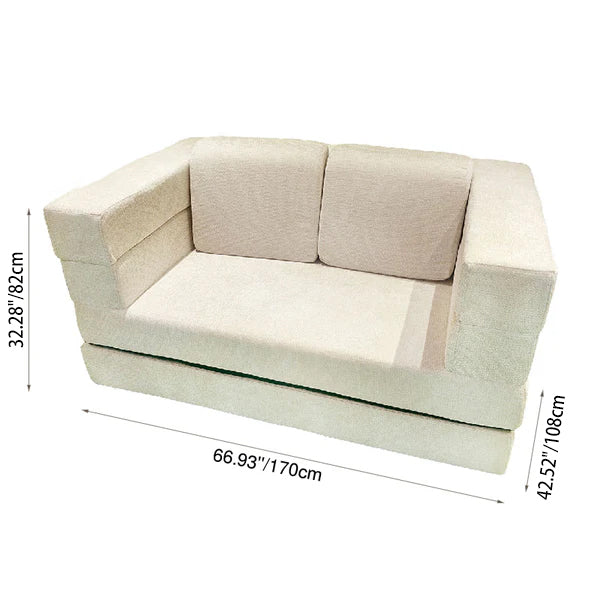 Modern Minimalist Foldable Sofa Bed For Living Room &amp; Bedroom - Chenille Compression Convertible Couch With High Resilience Foam For Small Spaces