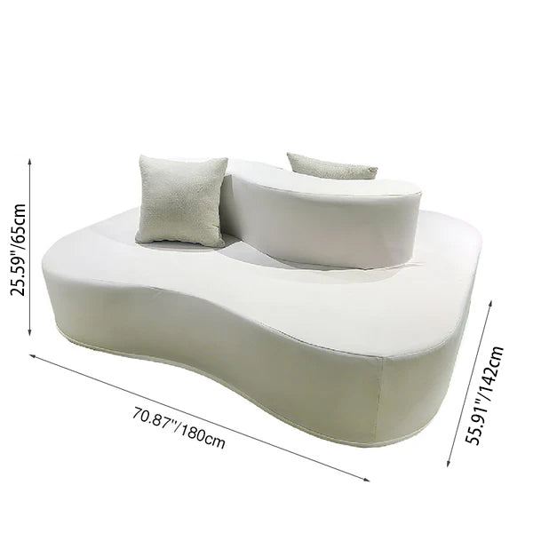 Modern Minimalist Chenille Sectional Sofa - Compression Frame-Free Curved Couch With High Resilience Foam For Multi-Person Seating