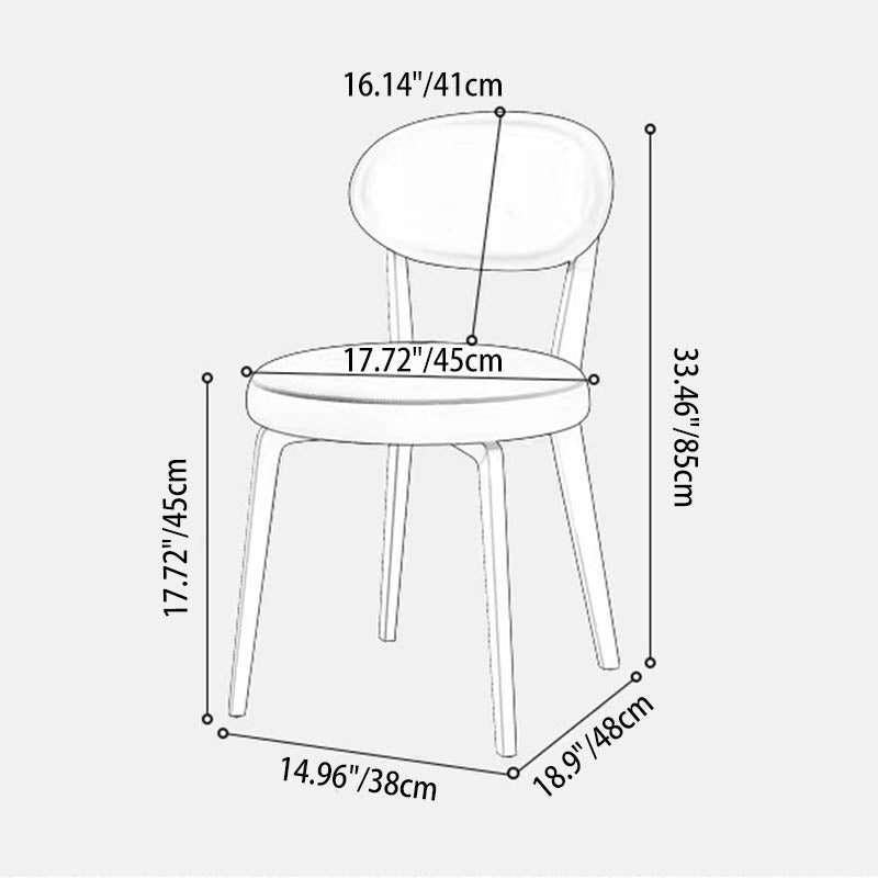 Modern Minimalist Round PU Leather Iron Dining Chair Backrest Armless For Dining Room &amp; Kitchen
